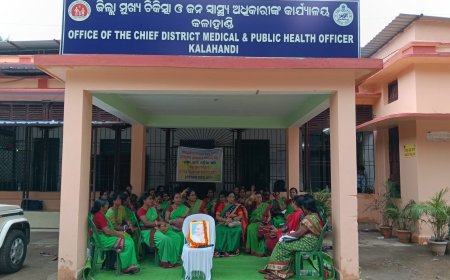 ଜିଲ୍ଲାମୁଖ୍ୟ ଚିକିତ୍ସା ଓ ଜନସ୍ୱାସ୍ଥ୍ୟ ଅଧିକାରୀ କାର୍ଯ୍ୟାଳୟ ସମ୍ମୁଖରେ ବହୁମୂଖୀ ସ୍ୱାସ୍ଥ୍ୟକର୍ମି ( ମହିଳା) ଙ୍କ ଲେବେଲ-୦୨ରୁ ଲେବେଲ-୦୧ ପଦୋନ୍ନତି ରେ ବିଲମ୍ବ ନେଇ ଅନିର୍ଦ୍ଧିଷ୍ଟ କାଳ ପର୍ଯ୍ୟନ୍ତ ଧାରଣା