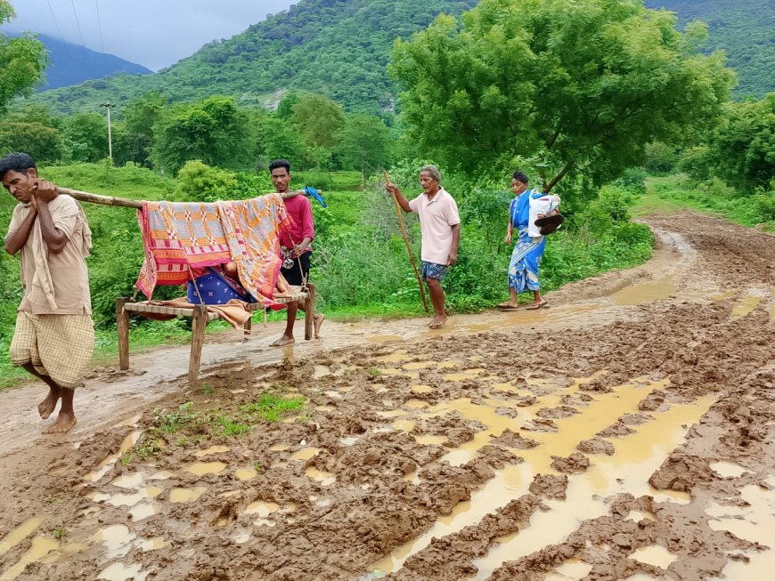 ଦୁର୍ଗମ ଅଞ୍ଚଳରେ ଜନନୀ ଯନ୍ତ୍ରଣା  ଚାରି କିଲୋମିଟର ଖଟିଆରେ ବୁହାହେଲେ ଗର୍ଭବତୀ ମହିଳା l
