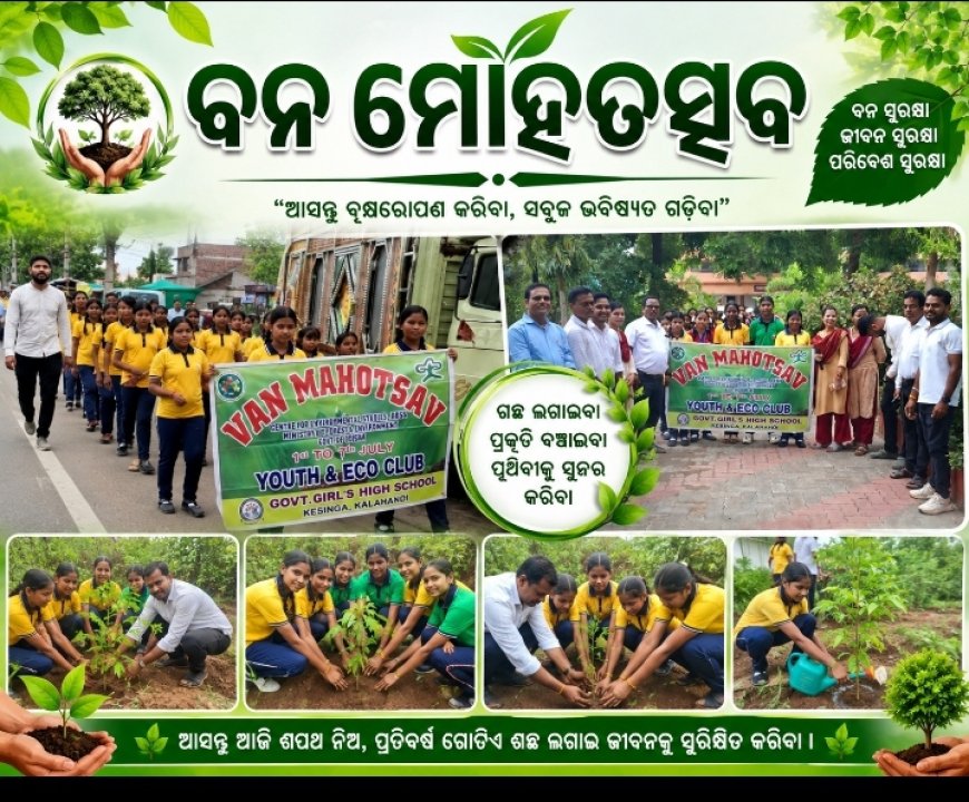 କେସିଙ୍ଗା ସରକାରୀ ବାଳିକା ଉଚ୍ଚ ବିଦ୍ୟାଳୟରେ ବନମହୋତ୍ସବ–୨୦୨୬ ପାଳିତ, ପରିବେଶ ସୁରକ୍ଷାର ବାର୍ତ୍ତା ନେଇ ସଚେତନତା ଶୋଭାଯାତ୍ରା
